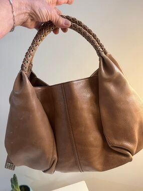 Givenchy Braided-Handle Shoulder Hobo in Brown Leather